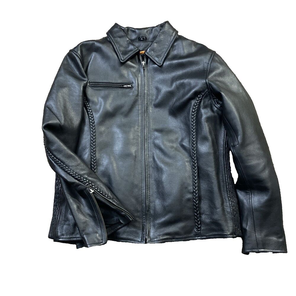 Womens Milwaukee XL Leather Motorcycle Jacket Zip-Out Liner